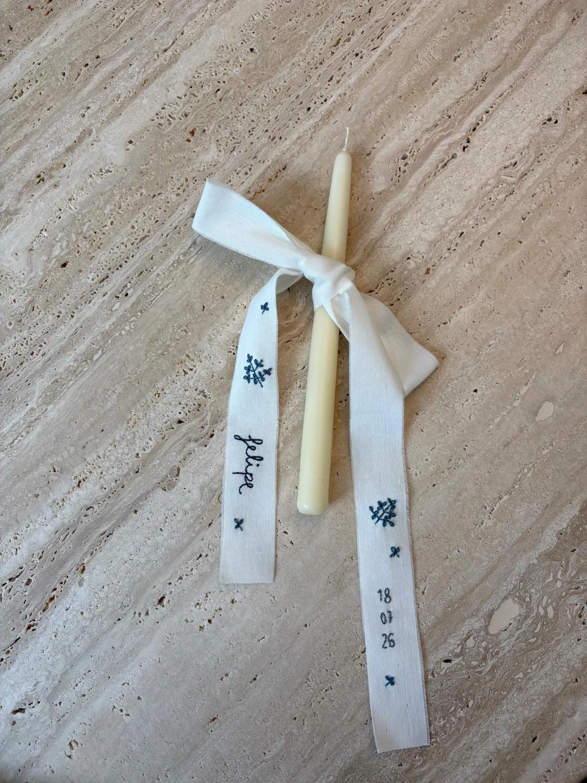 Cinta de cirio bordada para bautizo — Gali Studio